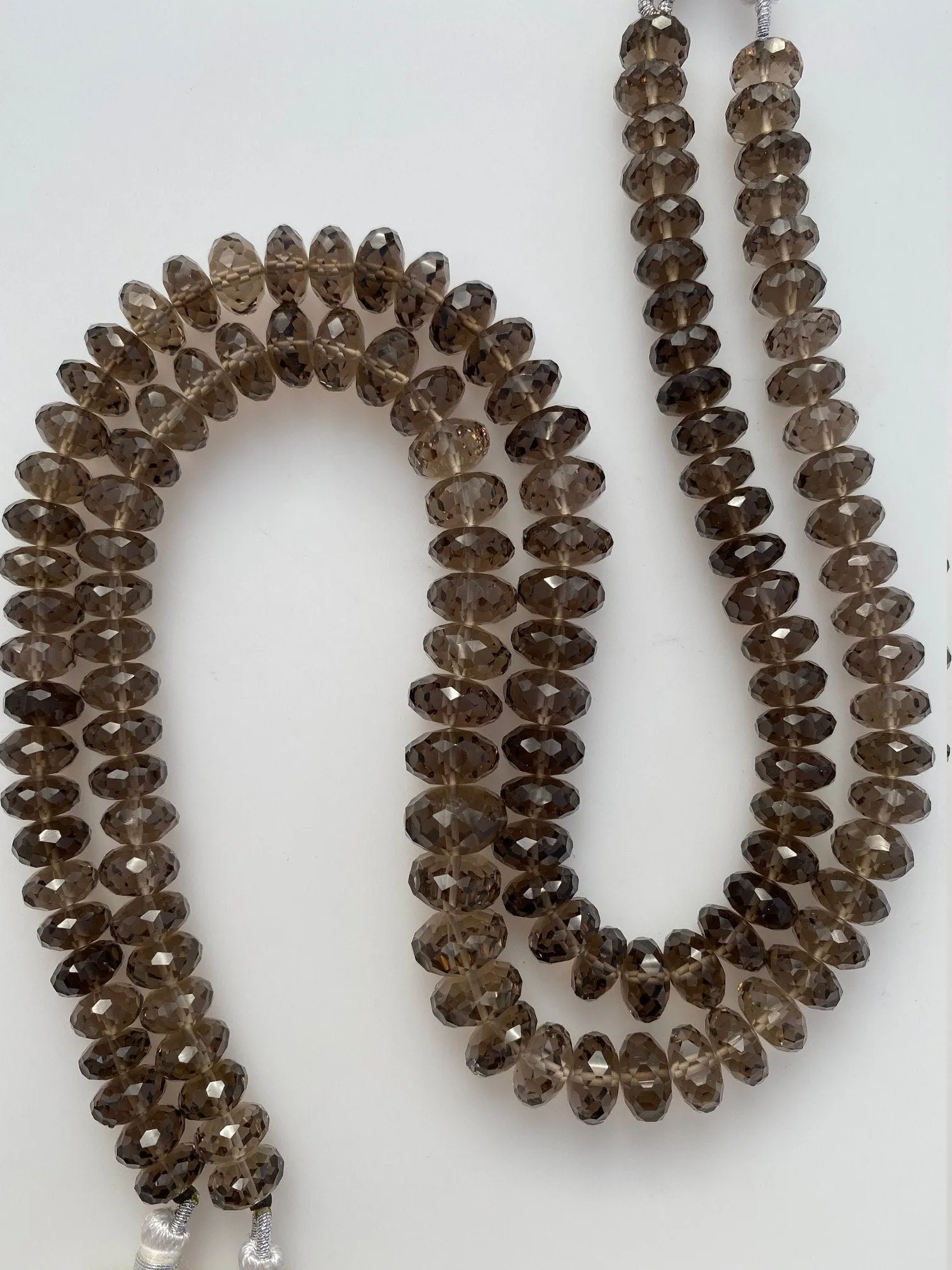 1 Strand of Natural Smoky Quartz, Faceted Rondelle Beads. AAA Quality, 100% Natural, 14 Inches long Strand #smok9