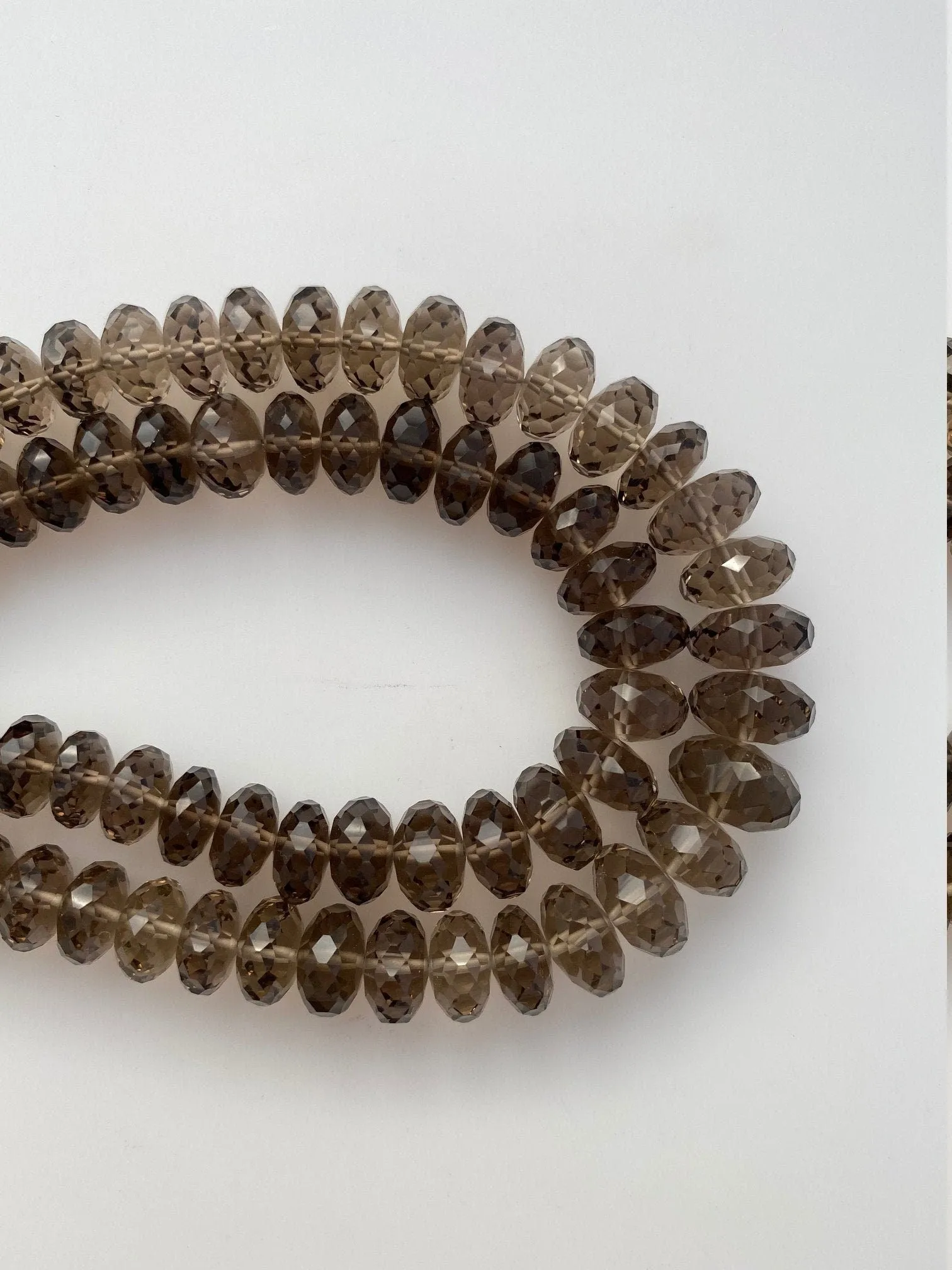 1 Strand of Natural Smoky Quartz, Faceted Rondelle Beads. AAA Quality, 100% Natural, 14 Inches long Strand #smok9