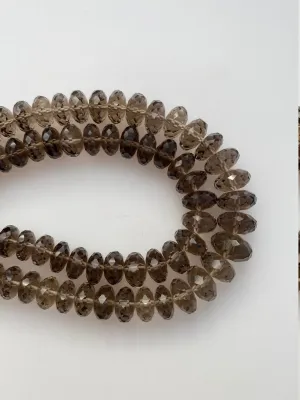1 Strand of Natural Smoky Quartz, Faceted Rondelle Beads. AAA Quality, 100% Natural, 14 Inches long Strand #smok9