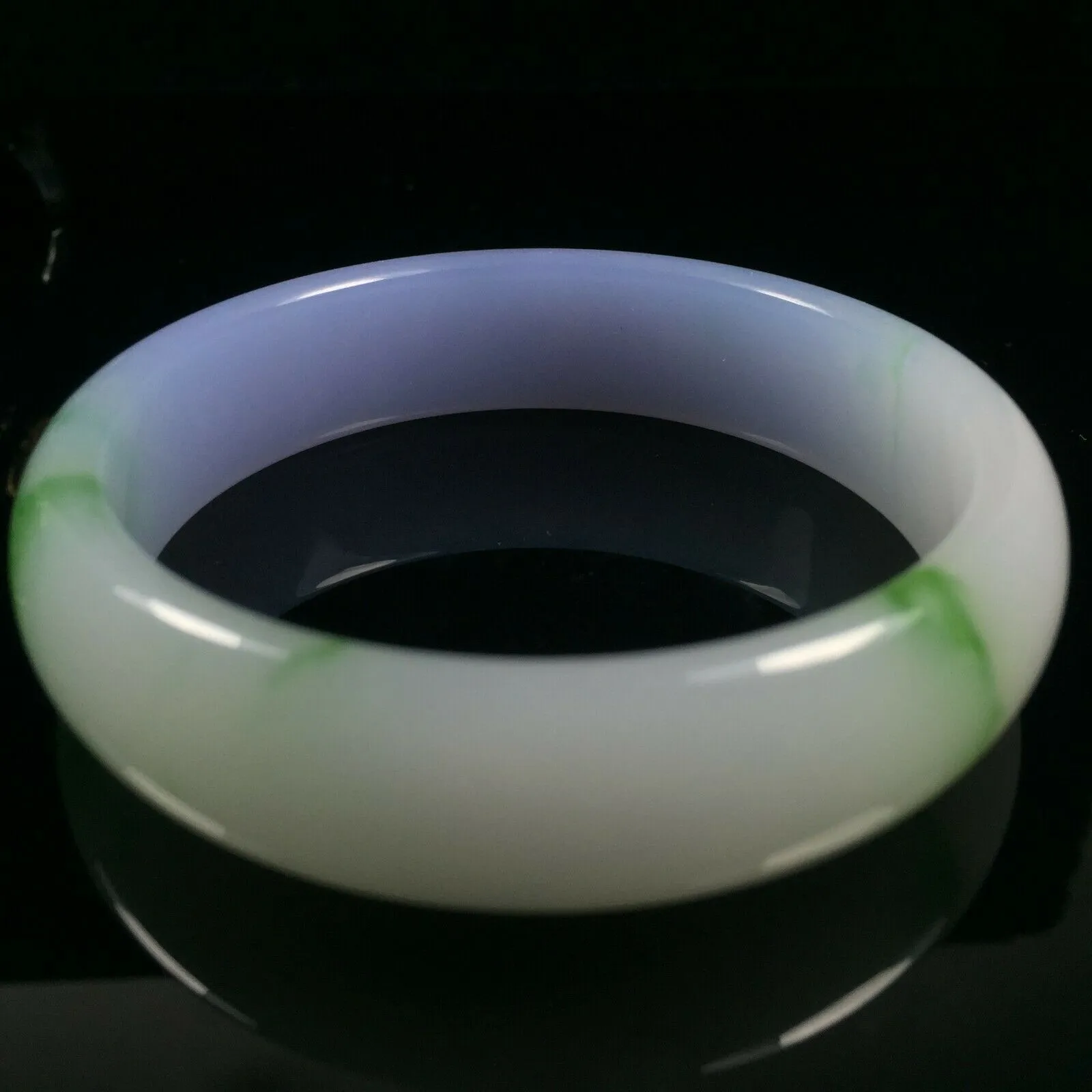 10% OF- 57/58/59mm Certified Natural Lavender Emerald A*Jade HandCarved Lucky Bracelet Bangle A333