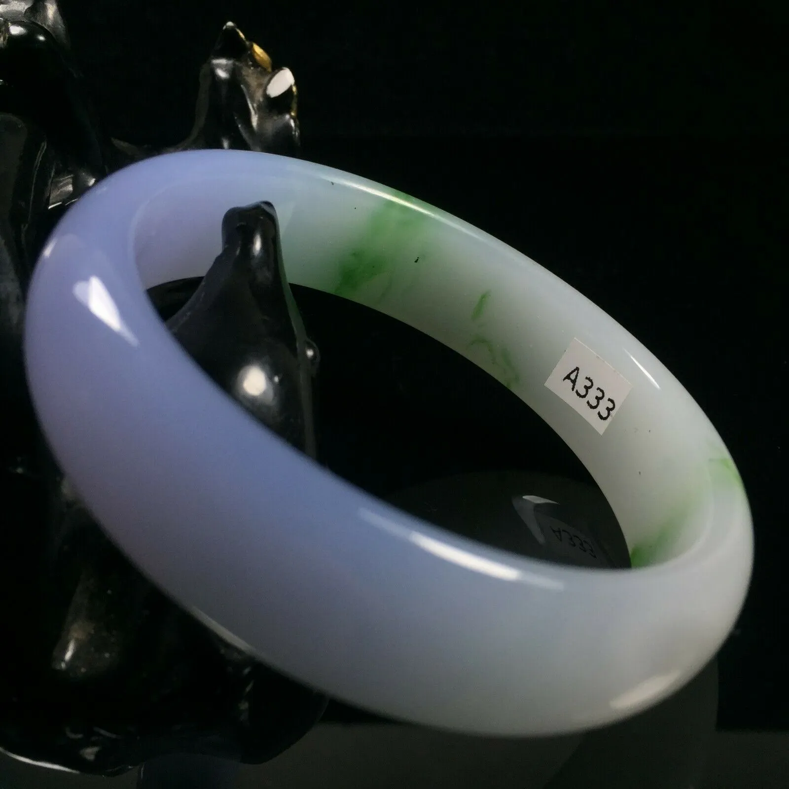 10% OF- 57/58/59mm Certified Natural Lavender Emerald A*Jade HandCarved Lucky Bracelet Bangle A333