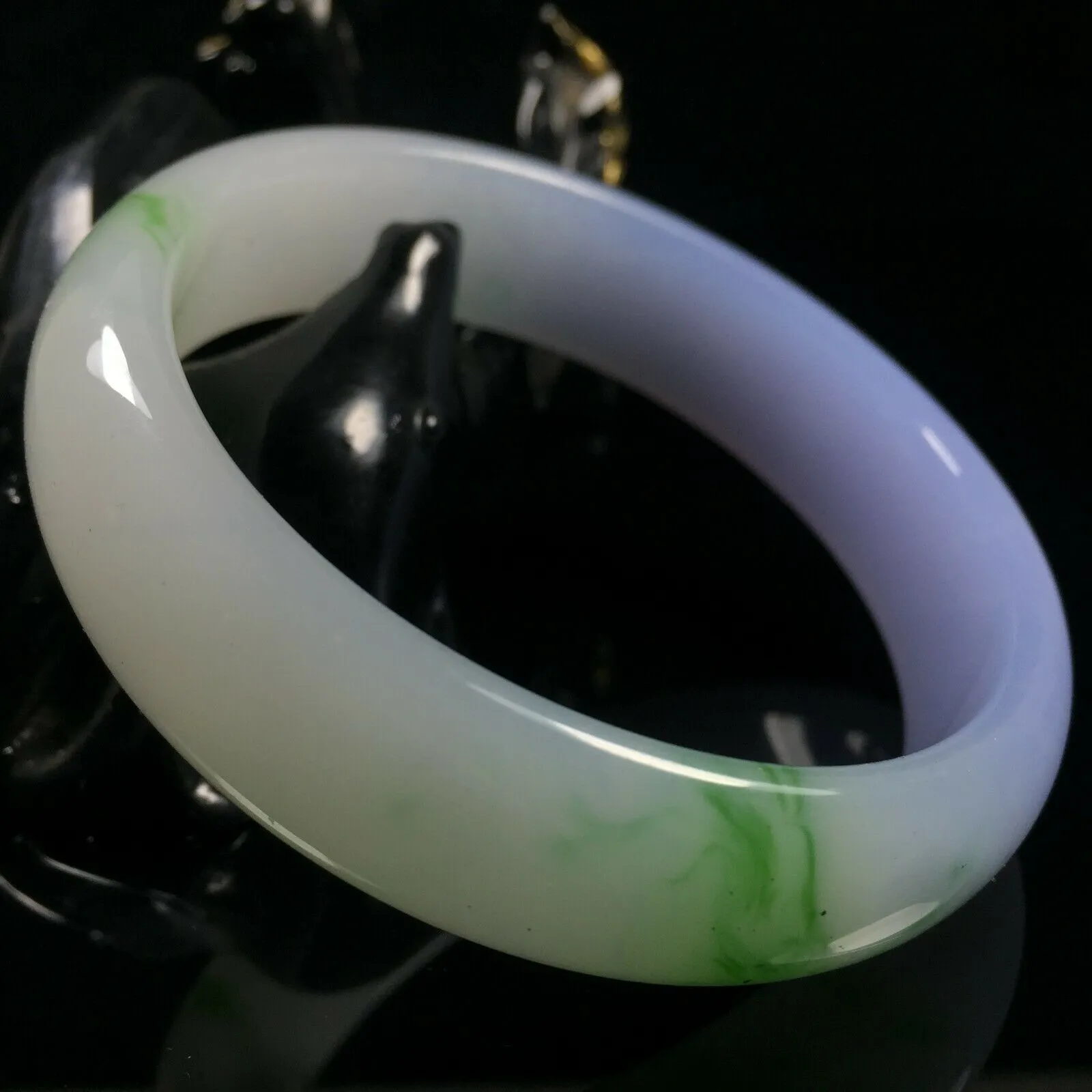 10% OF- 57/58/59mm Certified Natural Lavender Emerald A*Jade HandCarved Lucky Bracelet Bangle A333