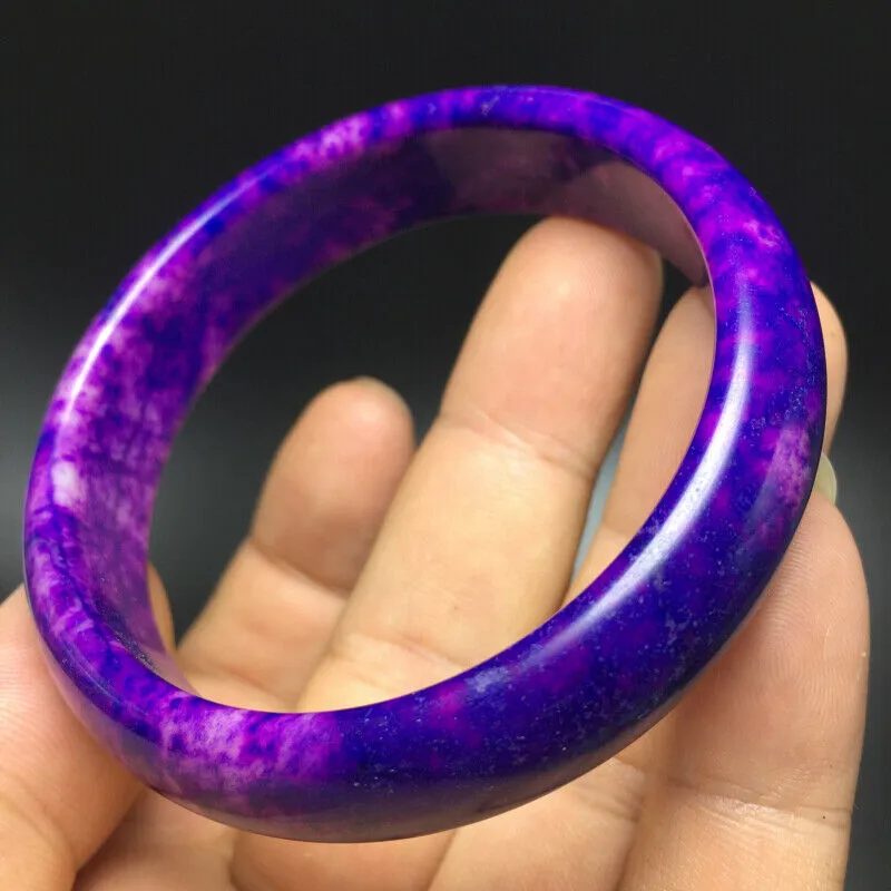 10% OF- 58/59/60mm Certified Natural Lavender Purple Emerald A*Jade HandCarved Bracelet Bangle A343