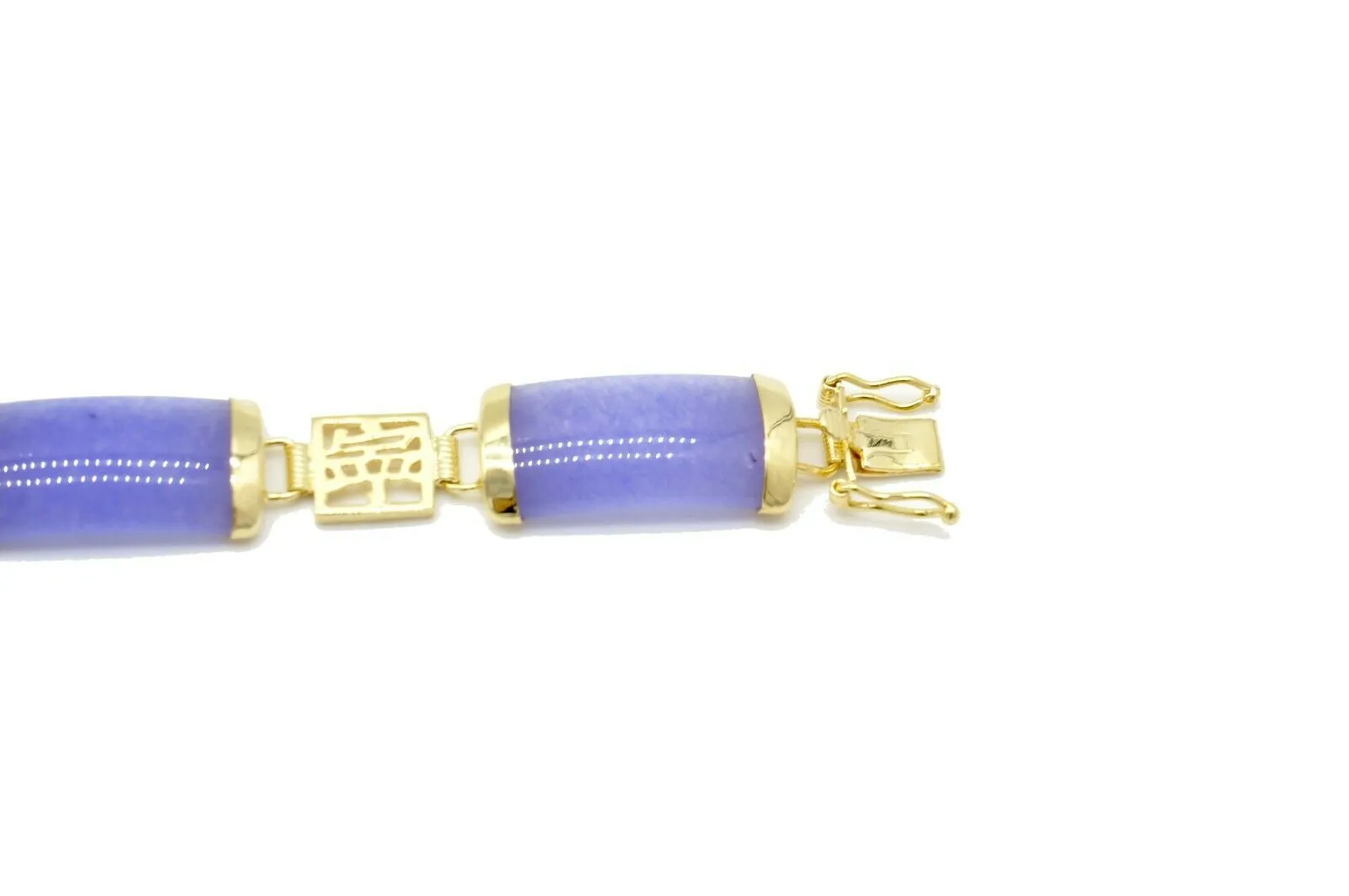 10% OFF- 190mm/7.5in Certified Natural Ice Jadeite Emerald Jade Gems Gold Plated Fortune Lucky Link Clasp Bracelet
