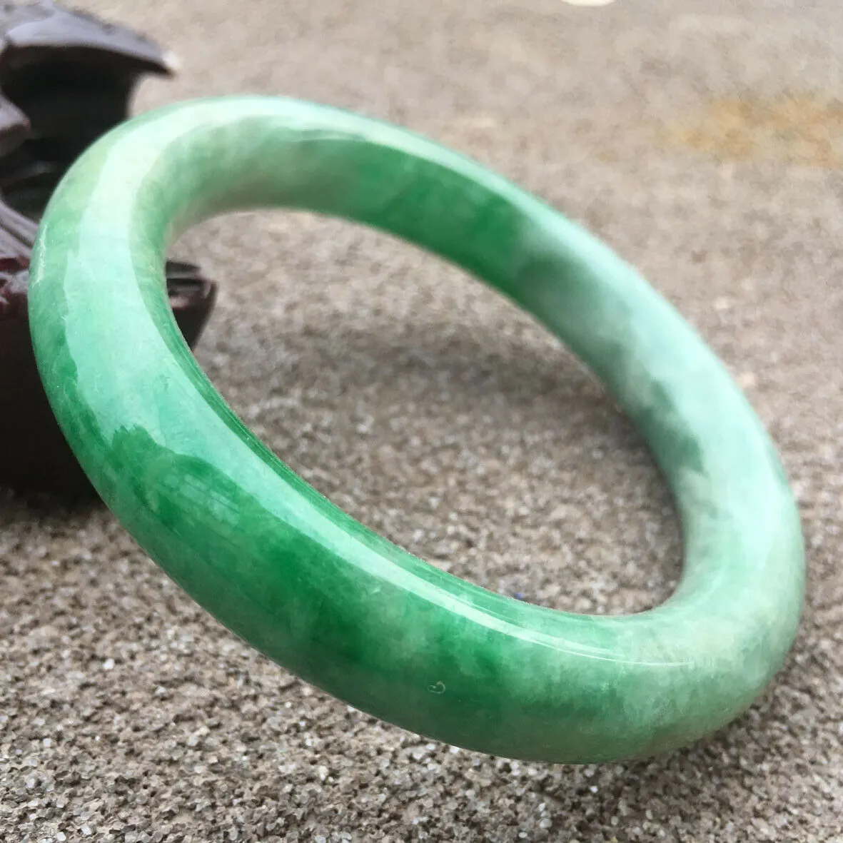 10% OFF- 55/56/57mm Certified Natural Jadeite Emerald A Jade HandCarved Lucky Round Bracelet Bangle GX600
