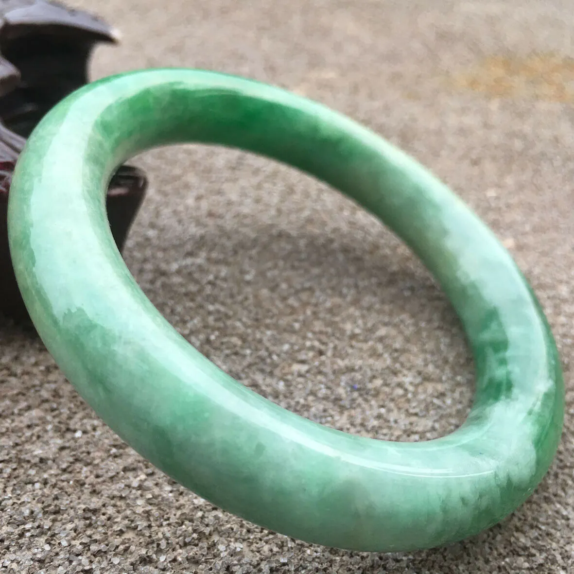 10% OFF- 55/56/57mm Certified Natural Jadeite Emerald A Jade HandCarved Lucky Round Bracelet Bangle GX600