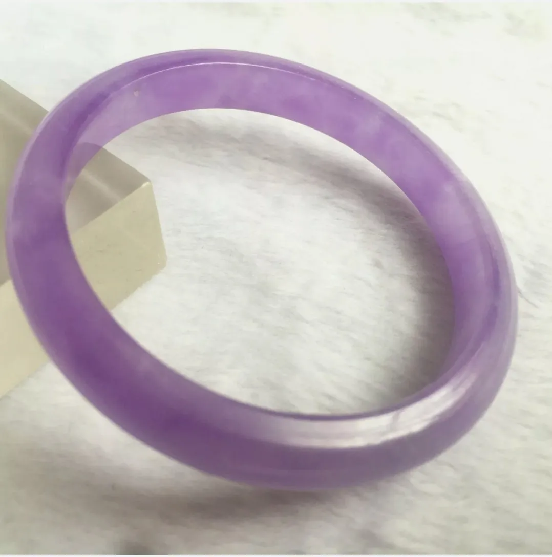 10% OFF- 55/56/57mm Certified Natural Lavender Jadeite Emerald A*Jade HandCarved Lucky Bracelet Bangle WS227