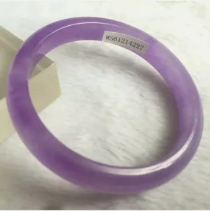 10% OFF- 55/56/57mm Certified Natural Lavender Jadeite Emerald A*Jade HandCarved Lucky Bracelet Bangle WS227
