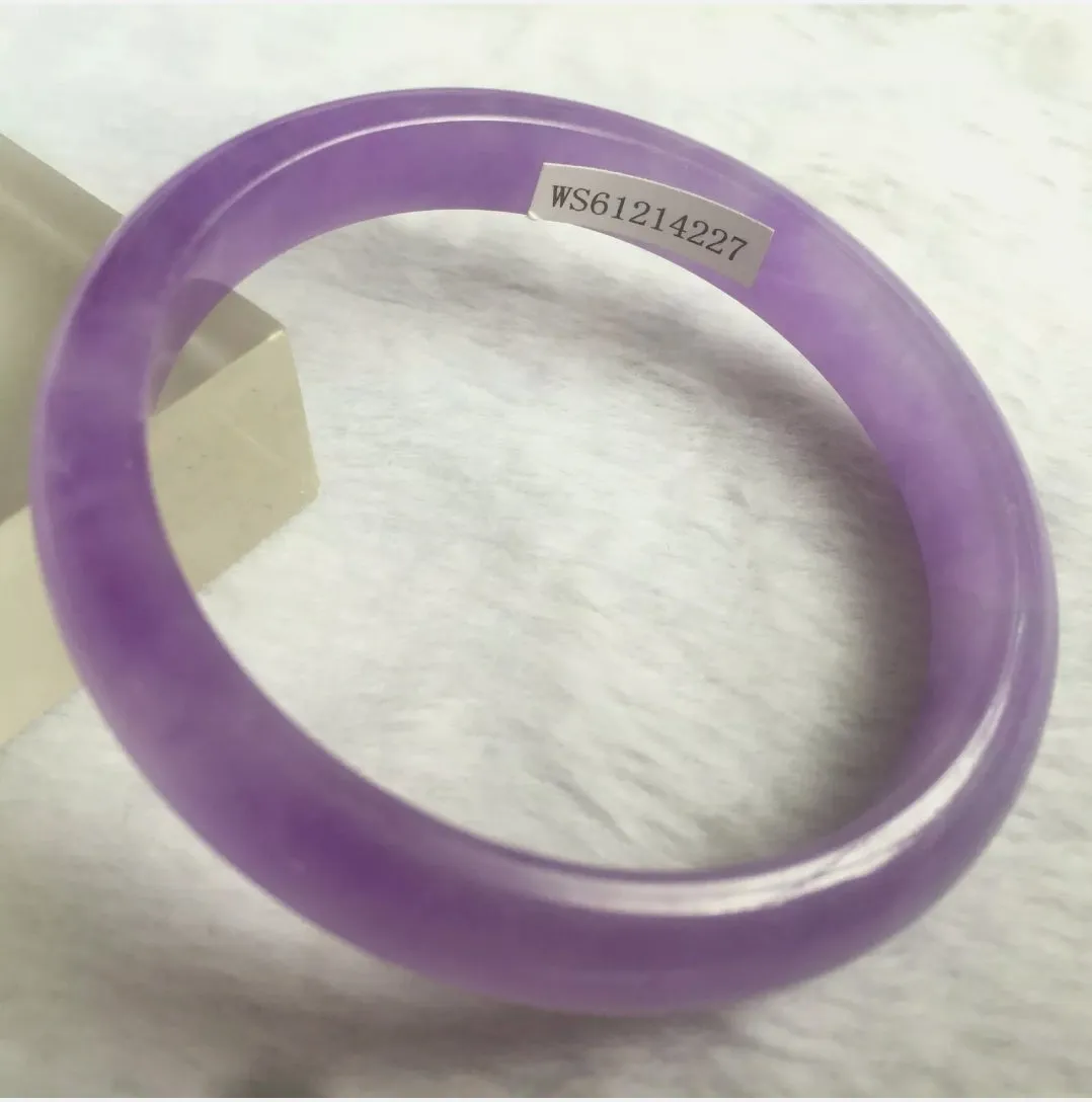 10% OFF- 55/56/57mm Certified Natural Lavender Jadeite Emerald A*Jade HandCarved Lucky Bracelet Bangle WS227