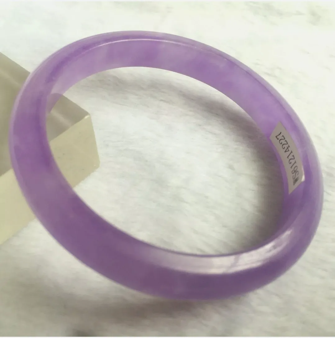 10% OFF- 55/56/57mm Certified Natural Lavender Jadeite Emerald A*Jade HandCarved Lucky Bracelet Bangle WS227