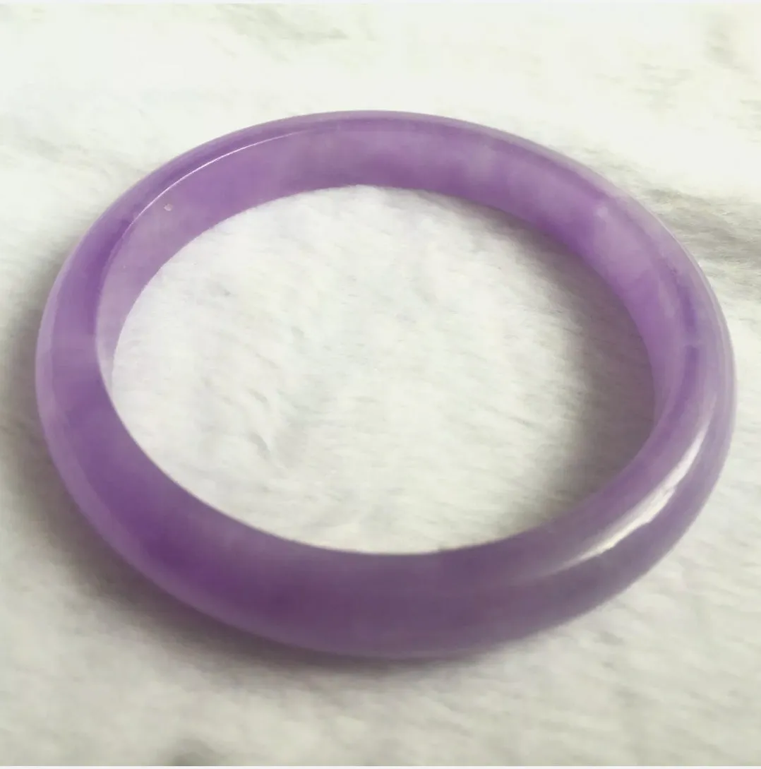 10% OFF- 55/56/57mm Certified Natural Lavender Jadeite Emerald A*Jade HandCarved Lucky Bracelet Bangle WS227