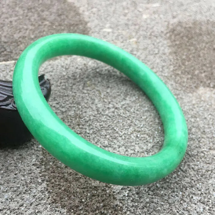 10% OFF- 57/58/59mm Certified Natural Green Jadeite Emerald A Jade HandCarved Round Bracelet Bangle GX3221 with Gift Box