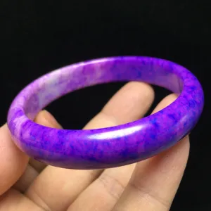 10% OFF- 60/61/62mm Certified Natural Lavender Purple Jadeite Emerald A*Jade Handcarved Lucky Bangle S12