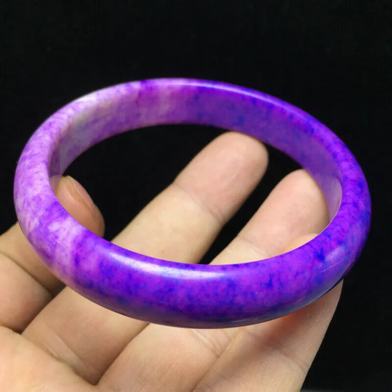 10% OFF- 60/61/62mm Certified Natural Lavender Purple Jadeite Emerald A*Jade Handcarved Lucky Bangle S12
