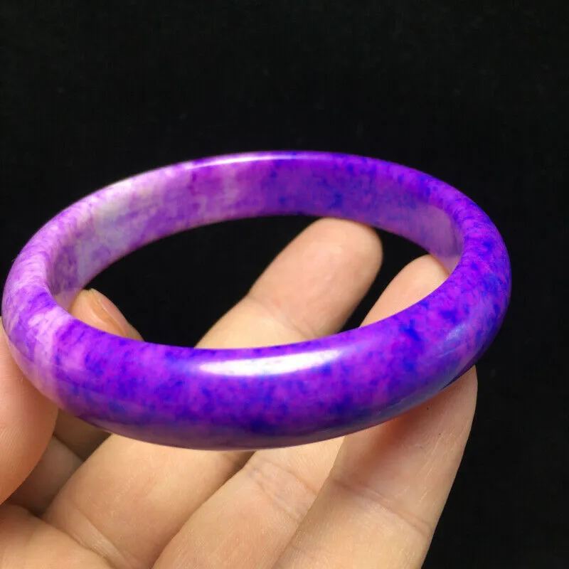 10% OFF- 60/61/62mm Certified Natural Lavender Purple Jadeite Emerald A*Jade Handcarved Lucky Bangle S12