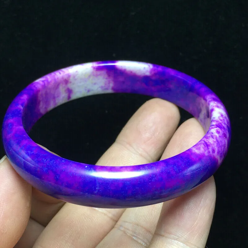 10% OFF- 60/61/62mm Certified Natural Lavender Purple Jadeite Emerald A*Jade Handcarved Lucky Bangle S13
