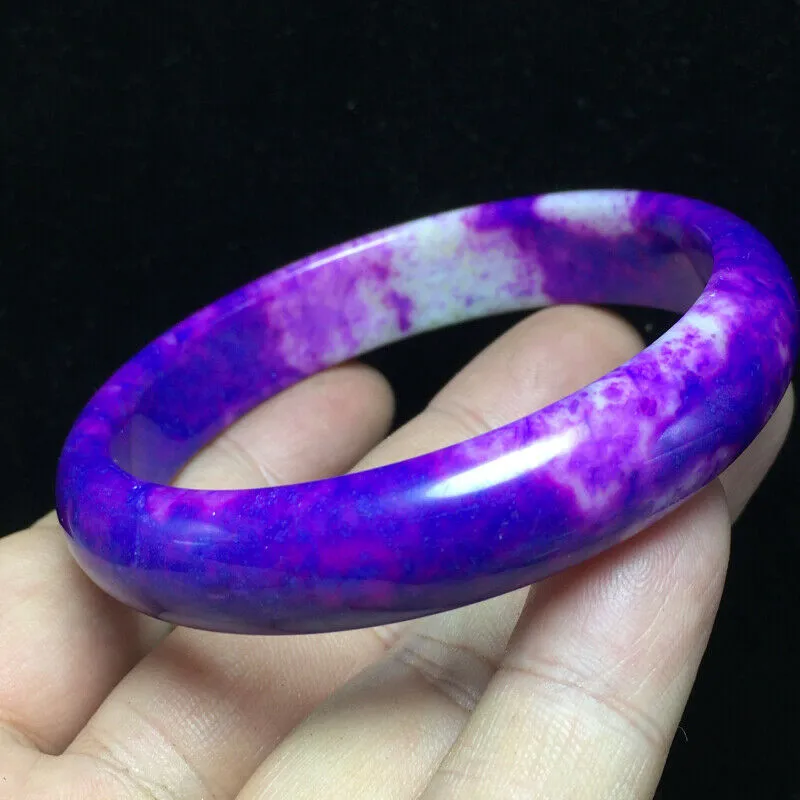 10% OFF- 60/61/62mm Certified Natural Lavender Purple Jadeite Emerald A*Jade Handcarved Lucky Bangle S13