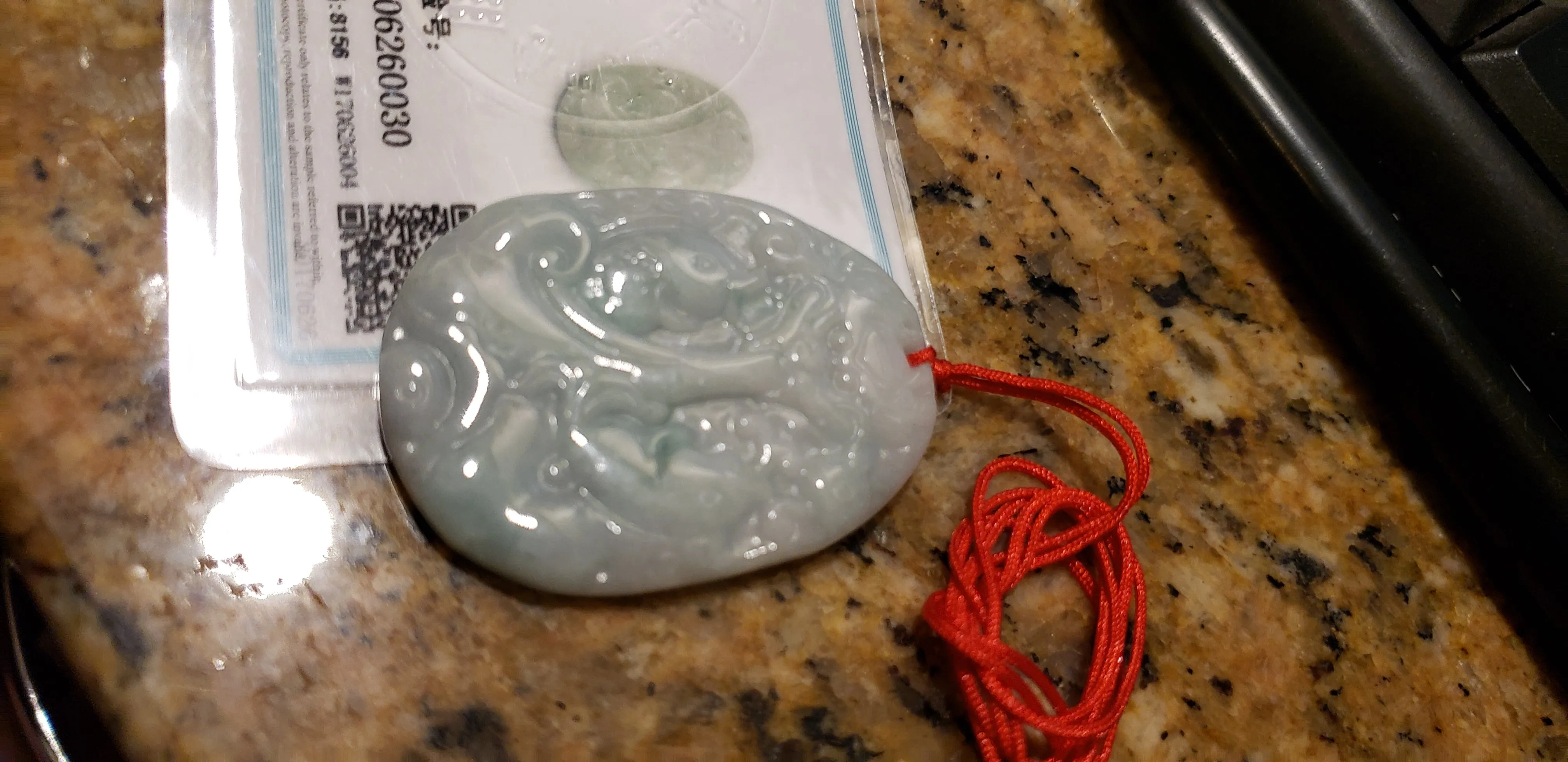 10% OFF- Certified Natural Jadeite Emerald A*Jade HandCarved Lucky Gold Fish Pendant W0030
