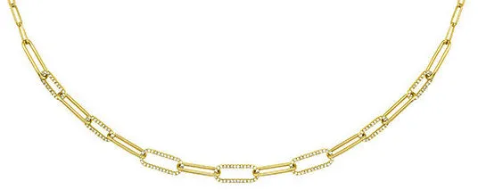 14k Diamond Paperclip Chain Necklace