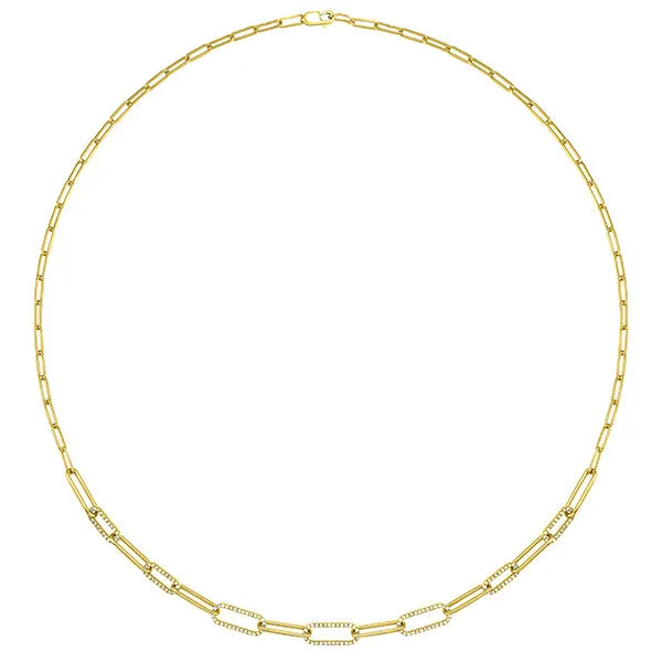 14k Diamond Paperclip Chain Necklace