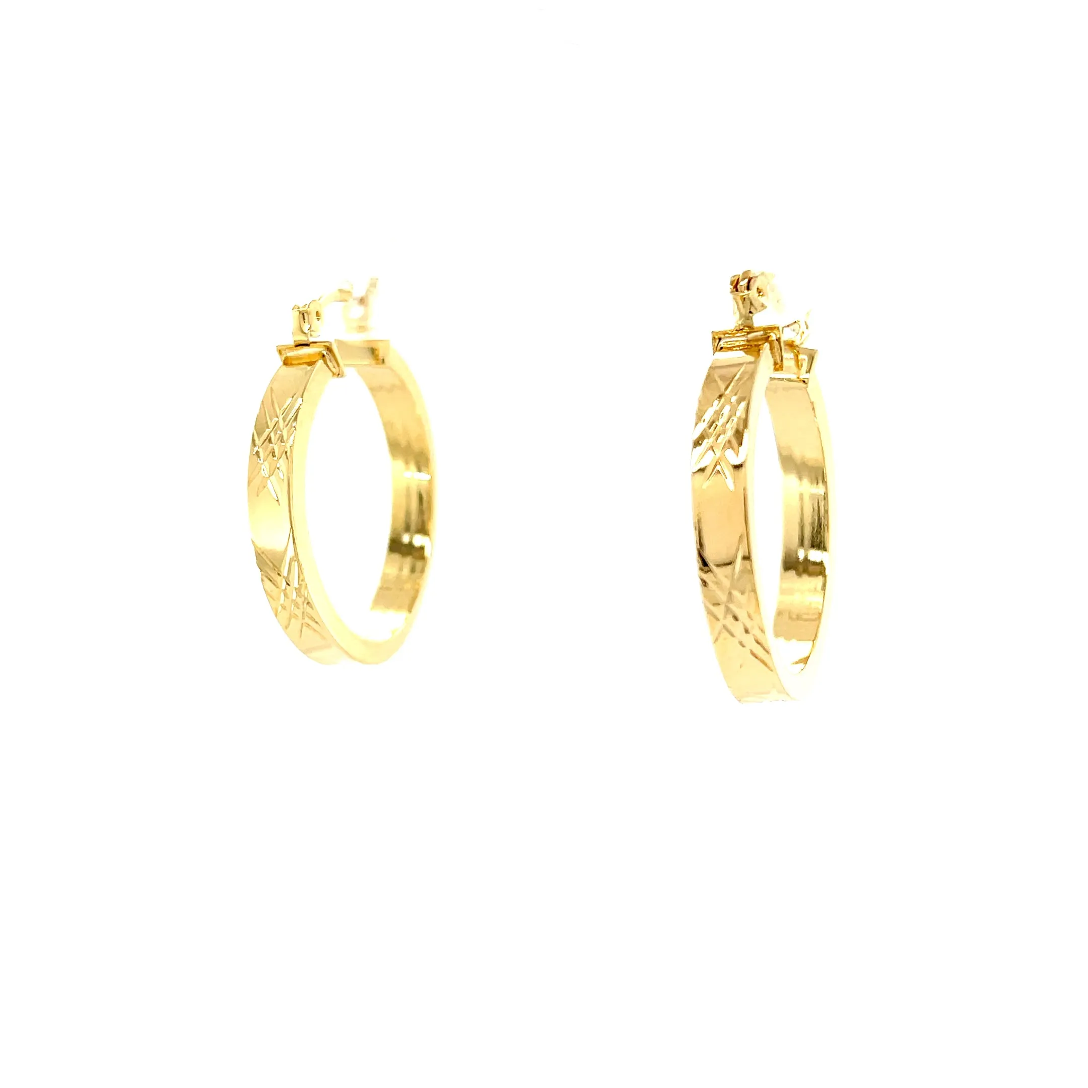 14k gold filled Hoops Earrings 1 Inch Round Textured design