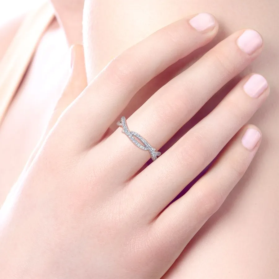 14k White Gold Diamond Stackable Ring