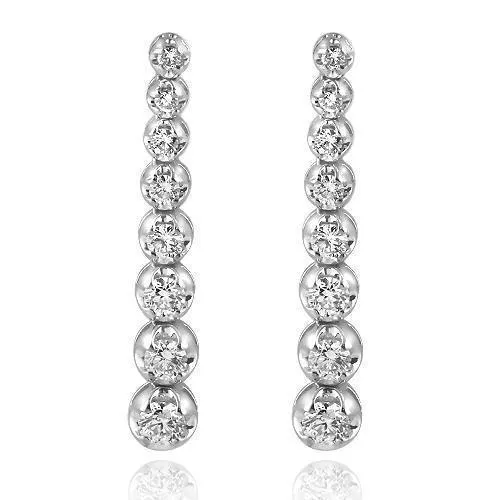 14K White Solid Gold Diamond Womens Earrings 2.75 Ctw