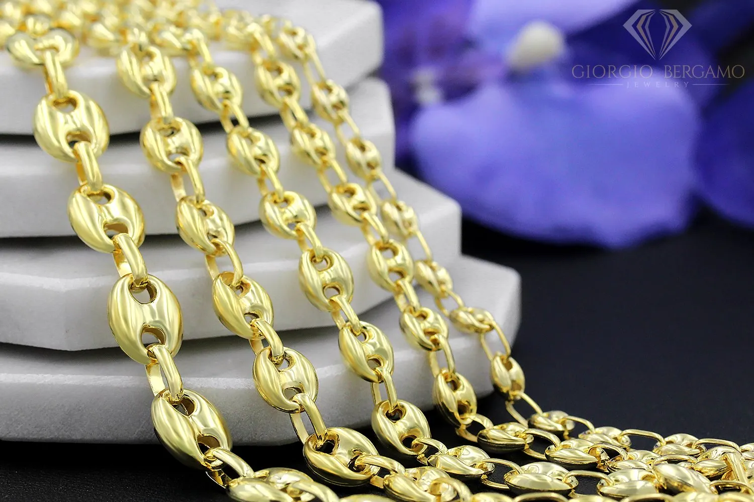 14K Yellow Gold 9mm Puffed Mariner Chain