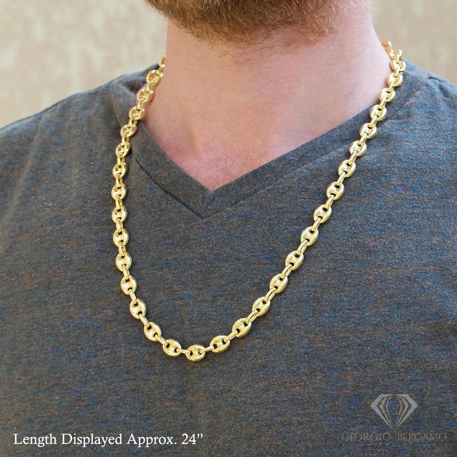 14K Yellow Gold 9mm Puffed Mariner Chain