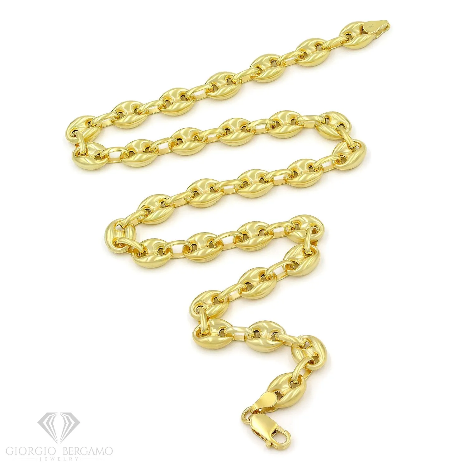 14K Yellow Gold 9mm Puffed Mariner Chain