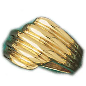 14k Yellow Gold Fashionable Pattern Dome Ring
