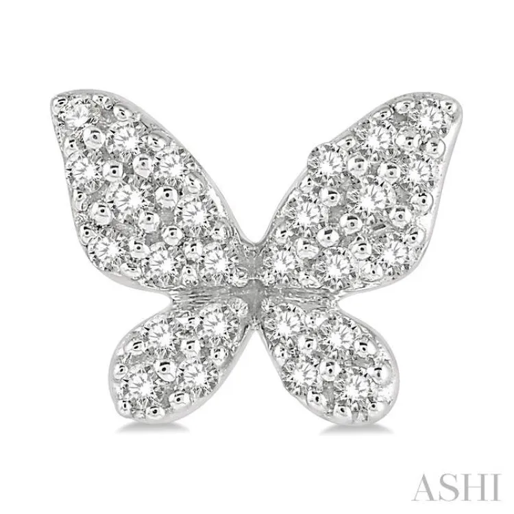1/5 Ctw Butterfly Motif Round Cut Diamond Petite Fashion Earring in 10K White Gold