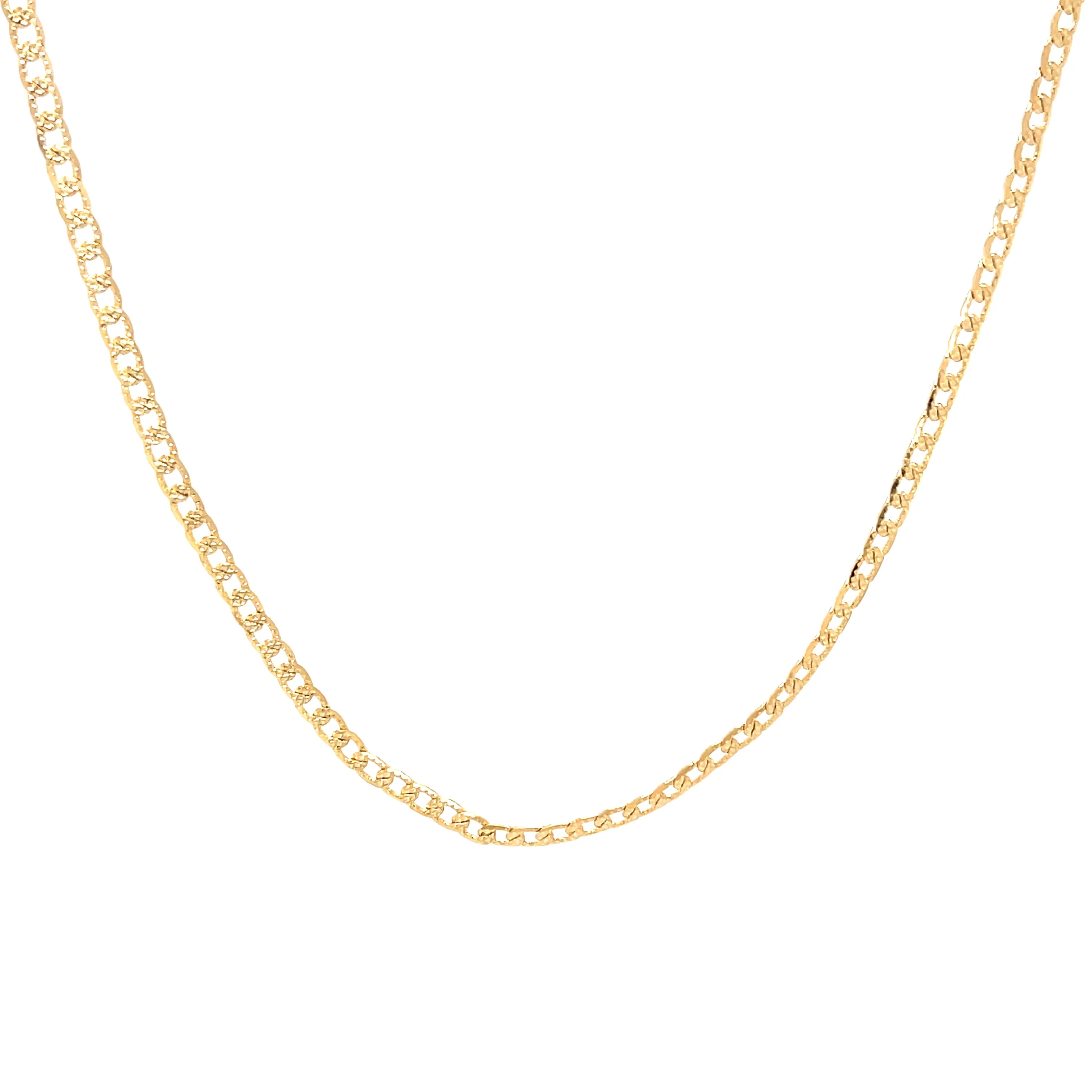 18 inch Cuban curb link chain Necklace with Texture 14k Gold filled