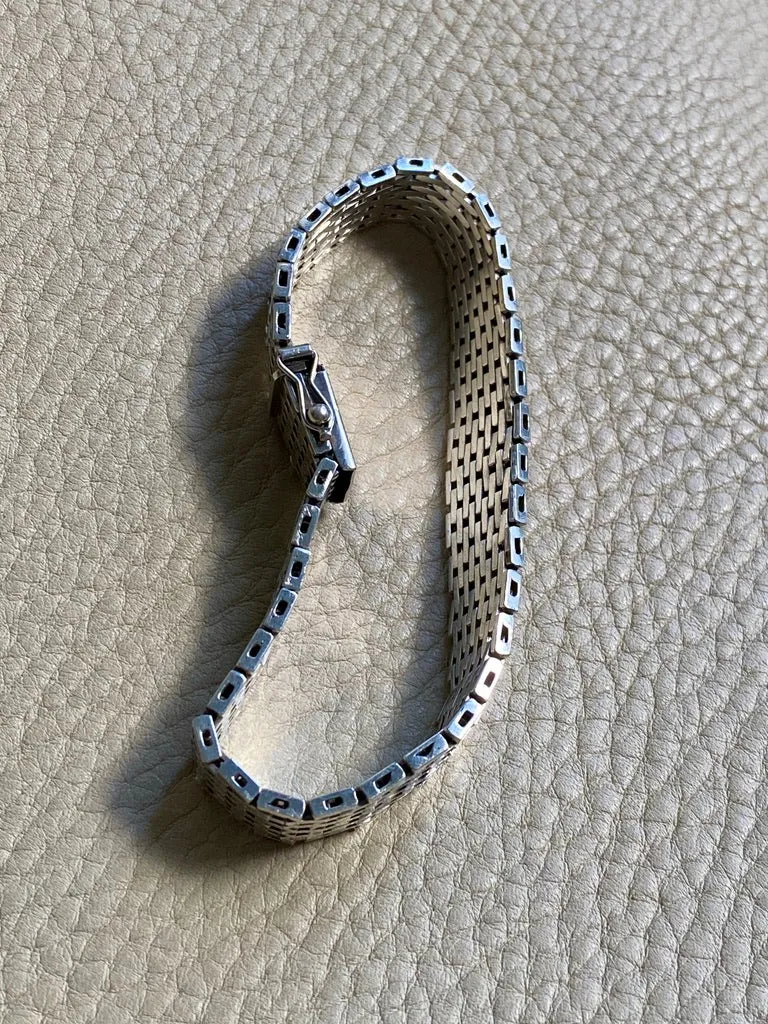 1975 Sterling silver brick link bracelet - Falköping, Sweden - 7.25 inch length