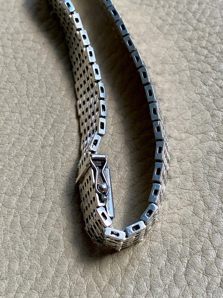 1975 Sterling silver brick link bracelet - Falköping, Sweden - 7.25 inch length