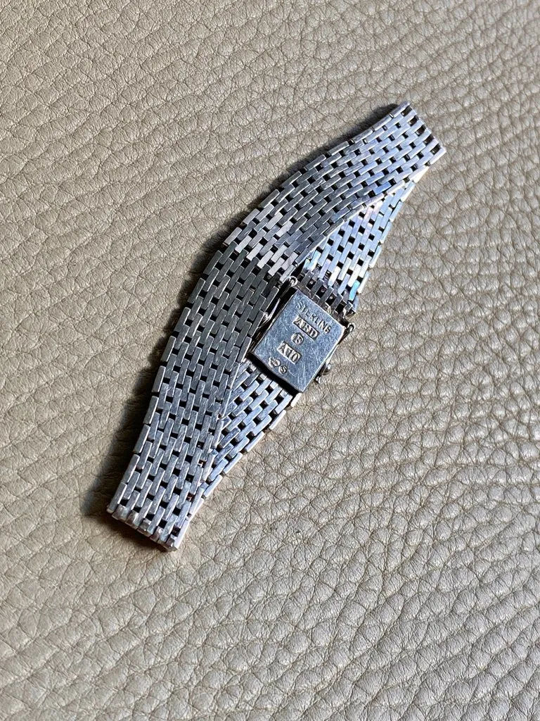 1975 Sterling silver brick link bracelet - Falköping, Sweden - 7.25 inch length