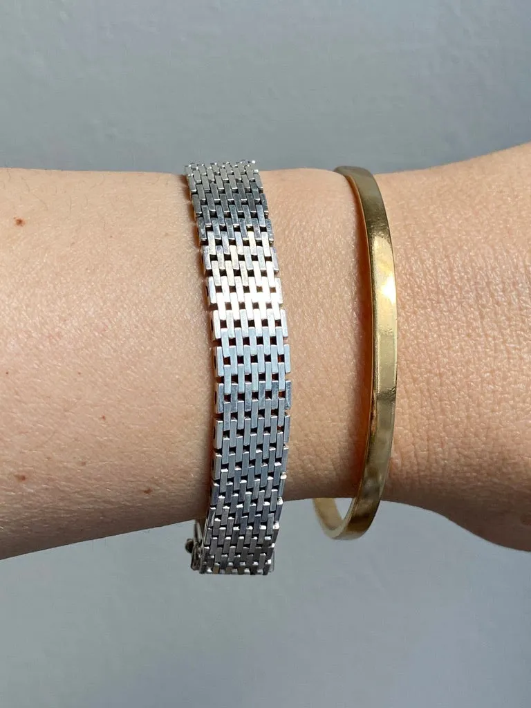 1975 Sterling silver brick link bracelet - Falköping, Sweden - 7.25 inch length
