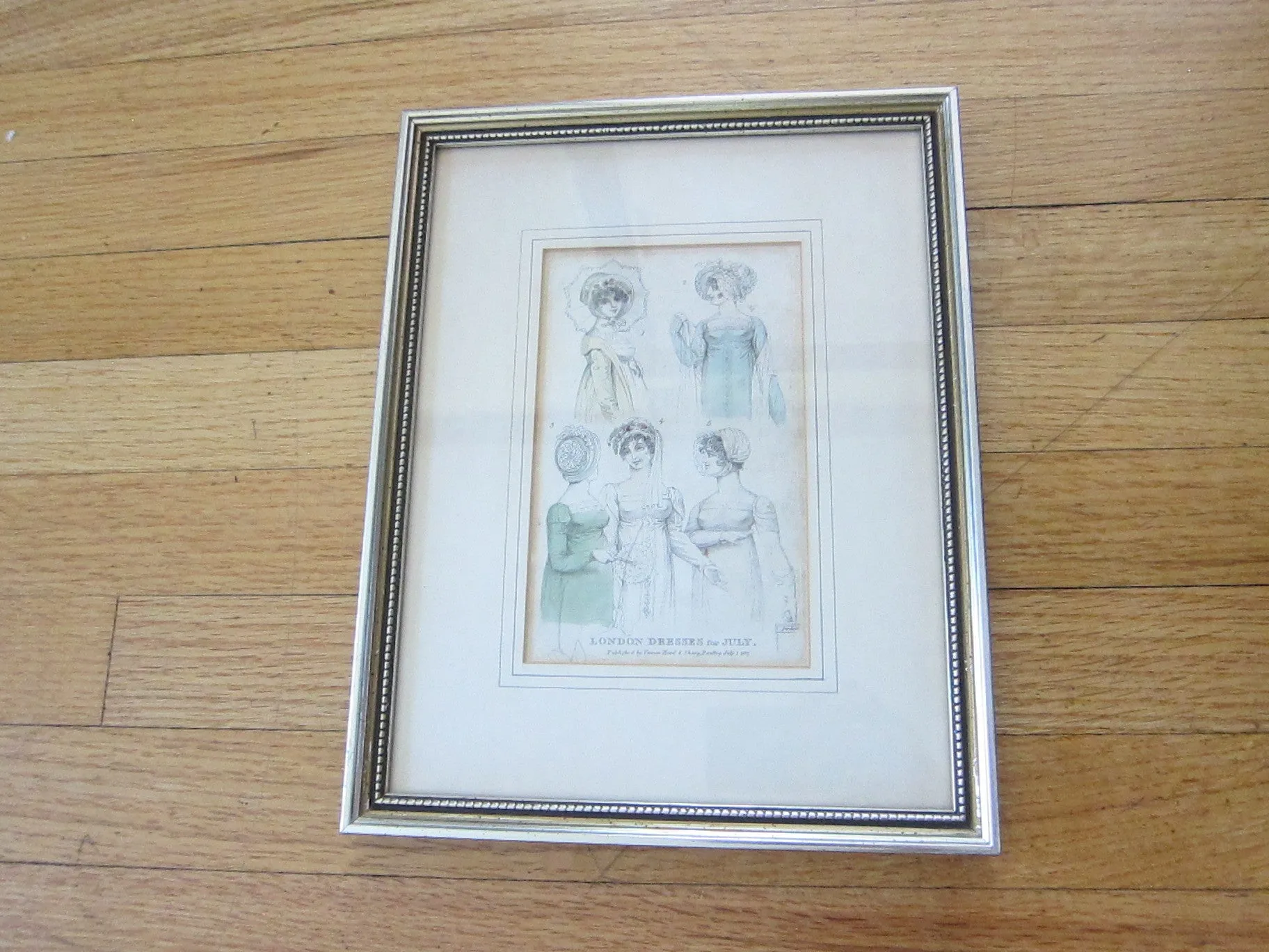 19th C Antique Fashion Print by Vernor Hood & Sharp Poultry "London Dresses"