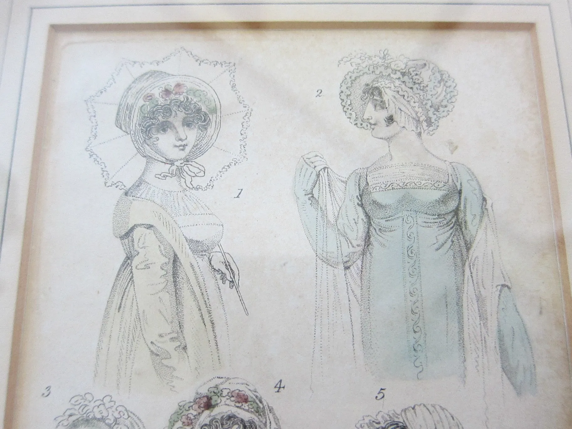 19th C Antique Fashion Print by Vernor Hood & Sharp Poultry "London Dresses"