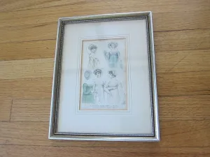 19th C Antique Fashion Print by Vernor Hood & Sharp Poultry "London Dresses"