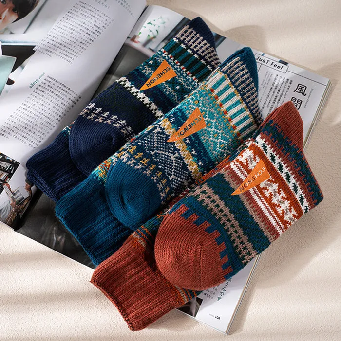 2 Pack Mixed Pattern Men's Crew Socks