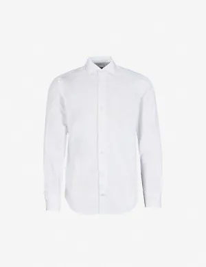 $395 ELEVENTY - *Spread Collar* Slim-Cotton Poplin White Dress Shirt - XXL