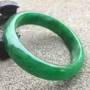 54/55/56 Certified Natural Green Jadeite Emerald A Jade HandCarved Bracelet Bangle GX299