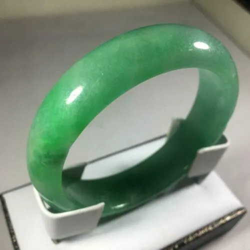 56-58mm Certified Natural Green Jadeite Emerald A Jade HandCarved Ruyi Flower Bracelet Bangle GX3138 with Gift Box