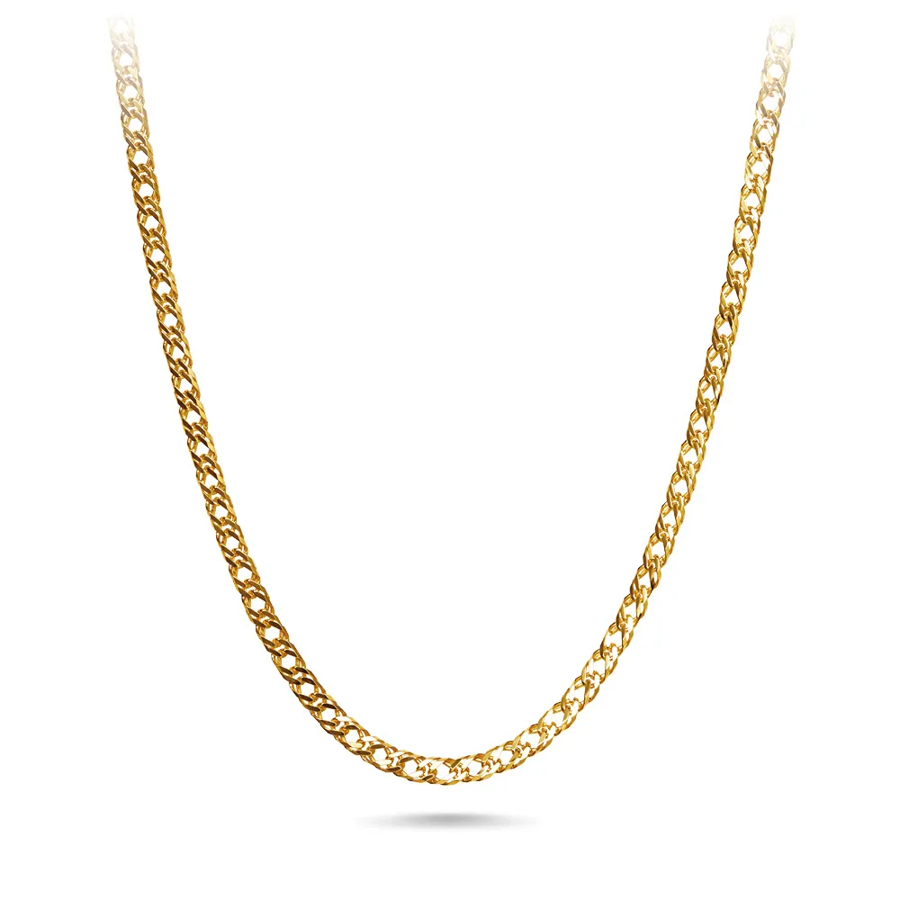 9ct Yellow Gold Double Curb Chain Necklace 45cm