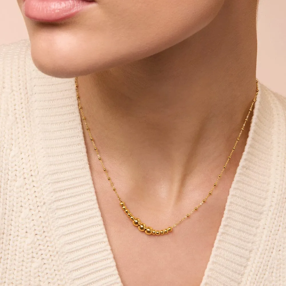 9ct Yellow Gold Gradiated Bead Chain Necklace 42cm