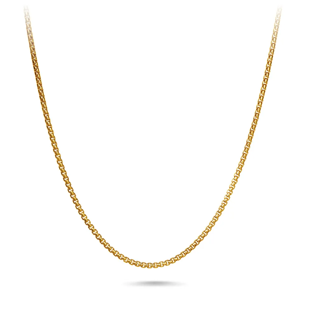 9ct Yellow Gold Medium Round Box Chain Necklace 45cm