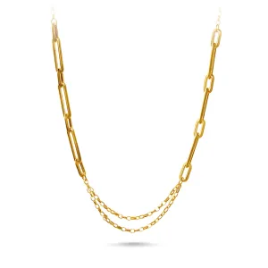 9ct Yellow Gold Silver Infused Multirow Chain Necklace 55cm