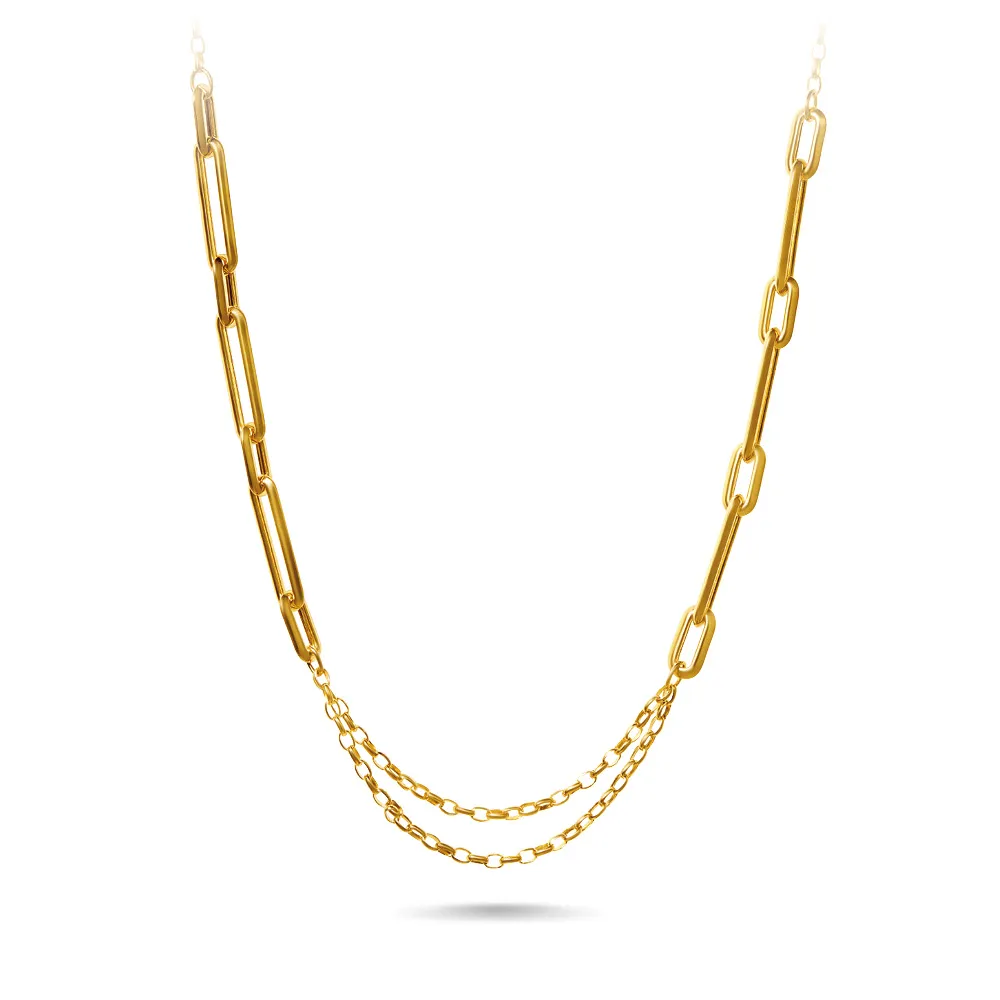 9ct Yellow Gold Silver Infused Multirow Chain Necklace 55cm
