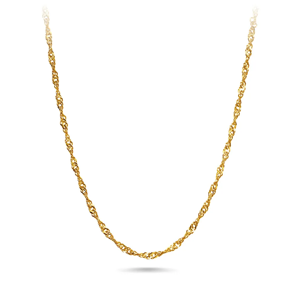 9ct Yellow Gold Singapore Twist Chain Necklace 45cm